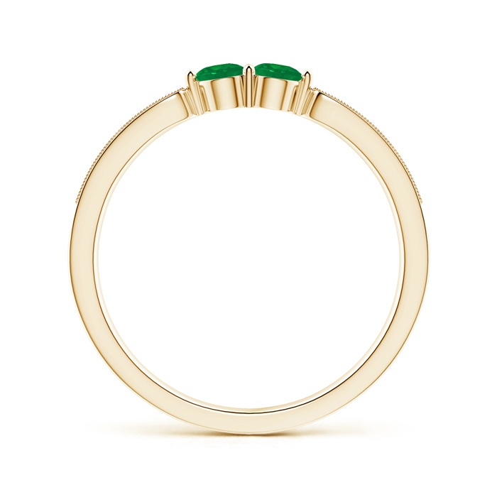3mm AA Vintage Inspired Two Stone Emerald Ring with Diamonds in Yellow Gold product image