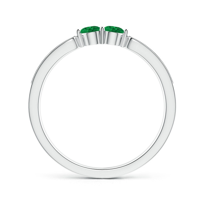 3mm AAA Vintage Inspired Two Stone Emerald Ring with Diamonds in White Gold Product Image