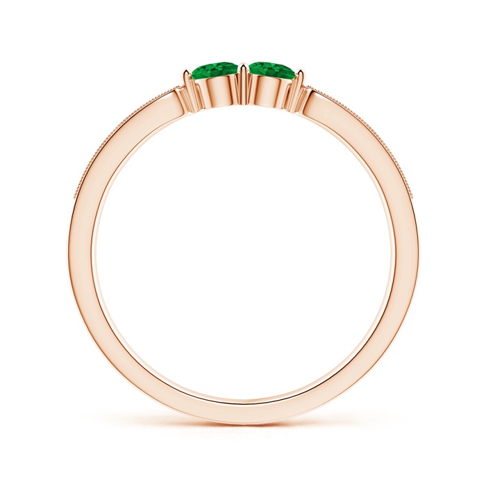 3mm AAAA Vintage Inspired Two Stone Emerald Ring with Diamonds in Rose Gold product image