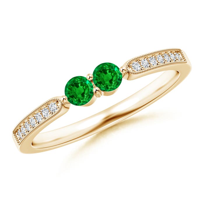 AAAA - Emerald / 0.27 CT / 14 KT Yellow Gold