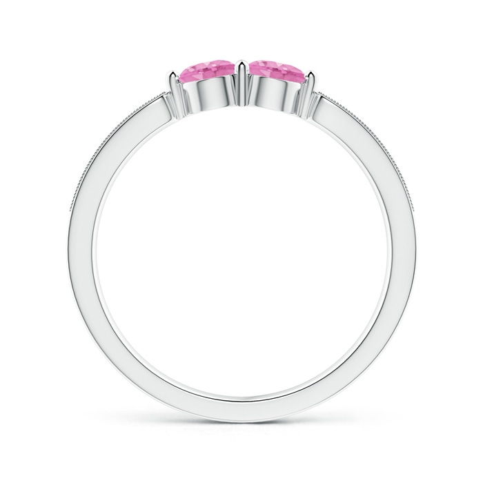 3.7mm A Vintage Inspired Two Stone Pink Sapphire Ring with Diamonds in White Gold product image