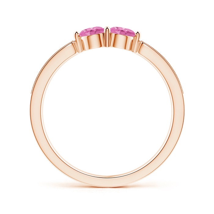 3.7mm AA Vintage Inspired Two Stone Pink Sapphire Ring with Diamonds in Rose Gold product image