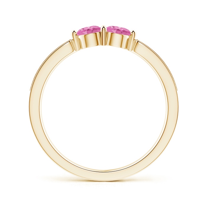 3.7mm AA Vintage Inspired Two Stone Pink Sapphire Ring with Diamonds in Yellow Gold product image