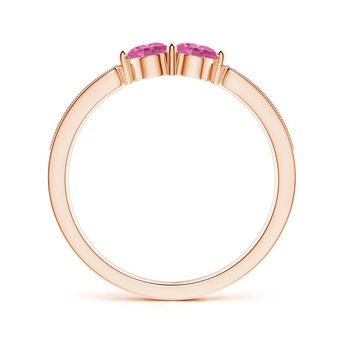 3.7mm AAA Vintage Inspired Two Stone Pink Sapphire Ring with Diamonds in Rose Gold product image