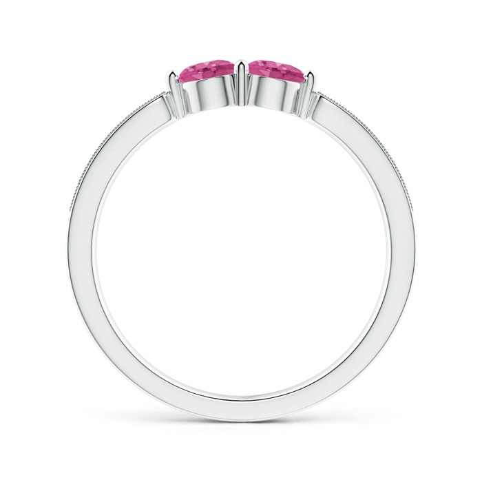 3.7mm AAAA Vintage Inspired Two Stone Pink Sapphire Ring with Diamonds in P950 Platinum product image