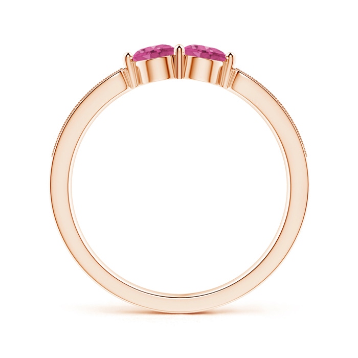 3.7mm AAAA Vintage Inspired Two Stone Pink Sapphire Ring with Diamonds in Rose Gold product image