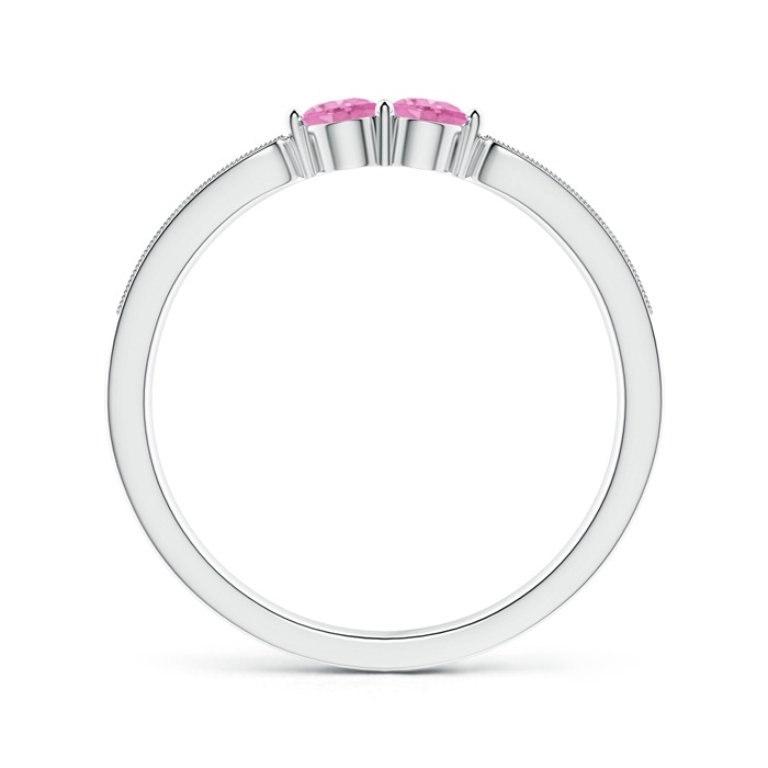3mm A Vintage Inspired Two Stone Pink Sapphire Ring with Diamonds in White Gold product image