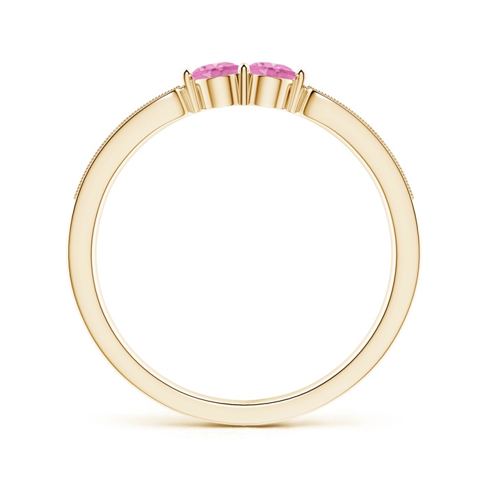 3mm A Vintage Inspired Two Stone Pink Sapphire Ring with Diamonds in Yellow Gold product image