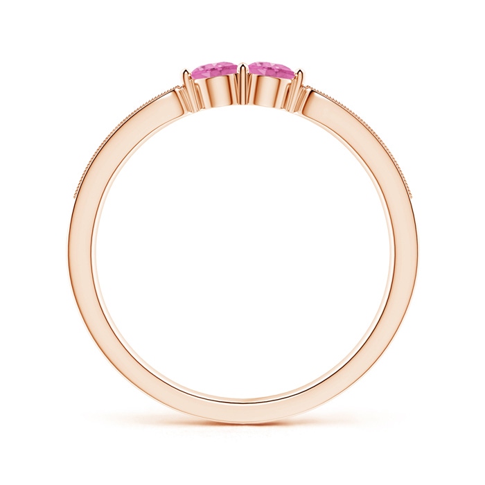 3mm AA Vintage Inspired Two Stone Pink Sapphire Ring with Diamonds in Rose Gold product image