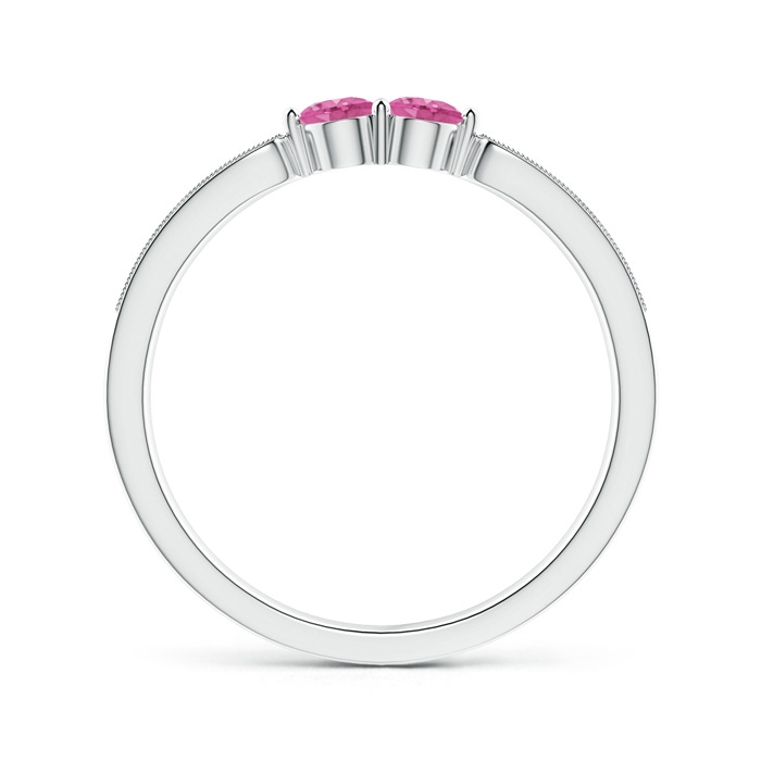 3mm AAA Vintage Inspired Two Stone Pink Sapphire Ring with Diamonds in White Gold product image