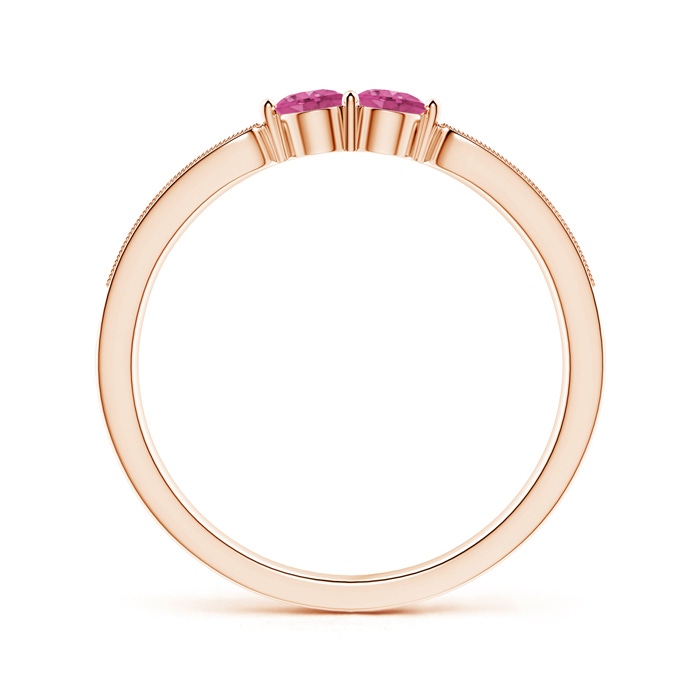 3mm AAAA Vintage Inspired Two Stone Pink Sapphire Ring with Diamonds in Rose Gold product image
