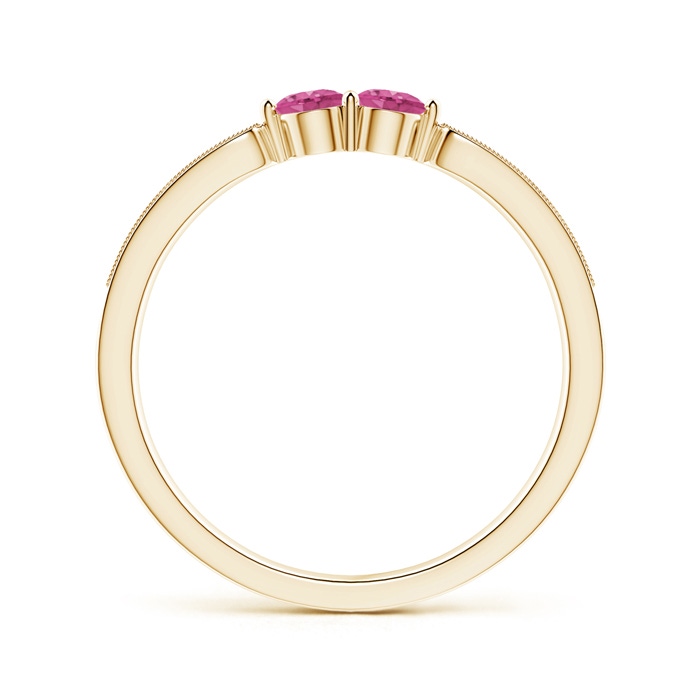 3mm AAAA Vintage Inspired Two Stone Pink Sapphire Ring with Diamonds in Yellow Gold product image