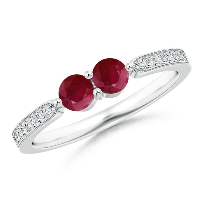 A - Ruby / 0.59 CT / 14 KT White Gold