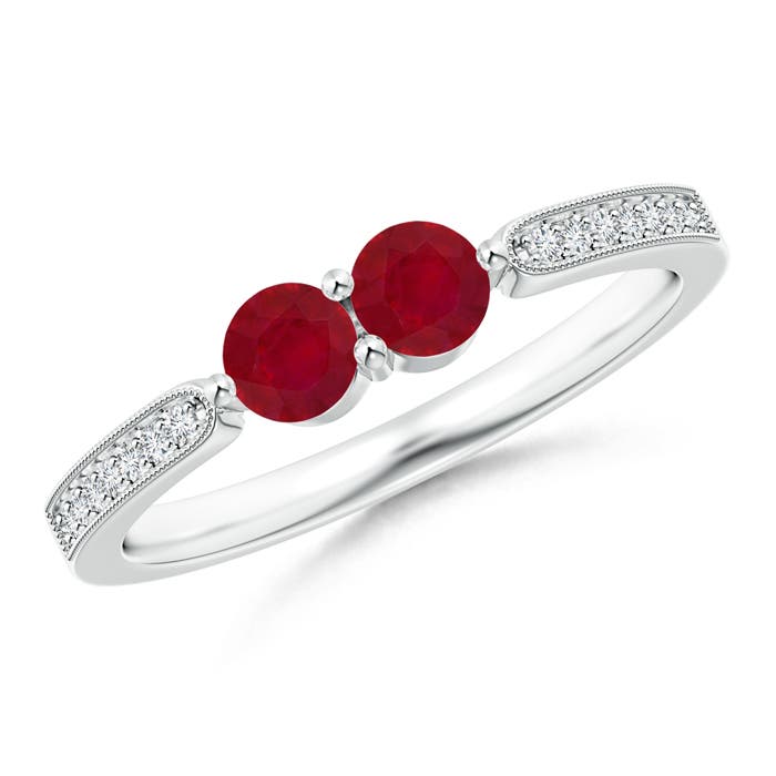 AA - Ruby / 0.59 CT / 14 KT White Gold