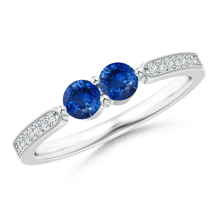 AAA - Blue Sapphire / 0.55 CT / 14 KT White Gold