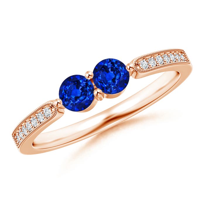 AAAA - Blue Sapphire / 0.55 CT / 14 KT Rose Gold