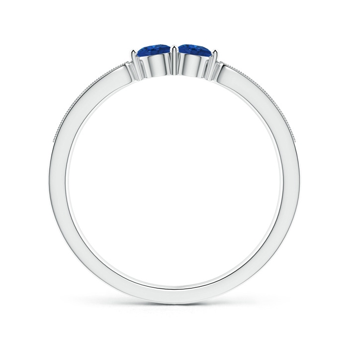 3mm AAA Vintage Inspired Two Stone Blue Sapphire Ring with Diamonds in White Gold Product Image