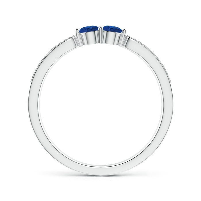 3mm AAA Vintage Inspired Two Stone Blue Sapphire Ring with Diamonds in White Gold product image