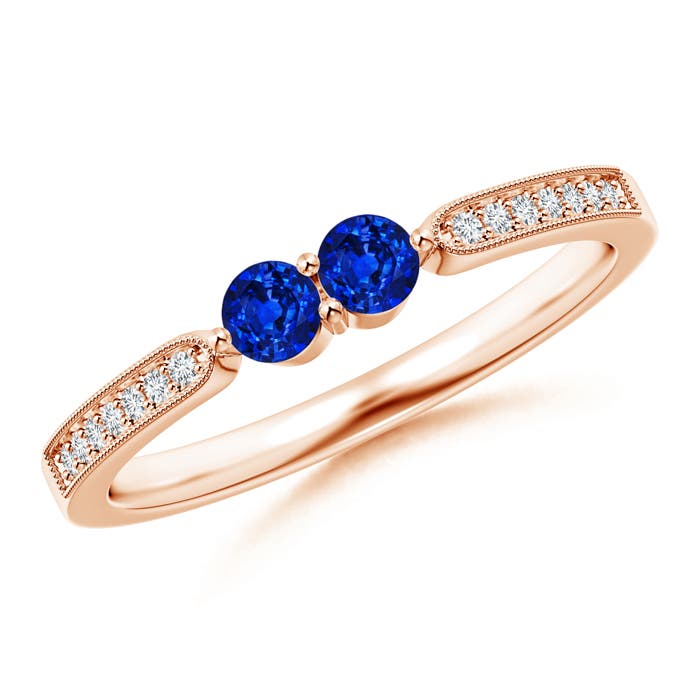 AAAA - Blue Sapphire / 0.35 CT / 14 KT Rose Gold