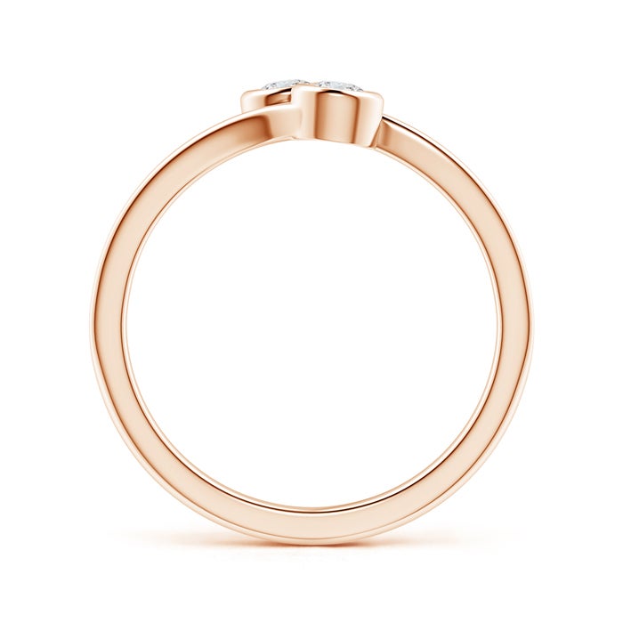 Bezel-Set Round Natural Diamond Two Stone Bypass Ring