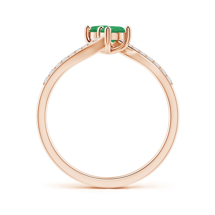 3.7mm A Two Stone Emerald Bypass Ring with Diamond Accents in Rose Gold side-1