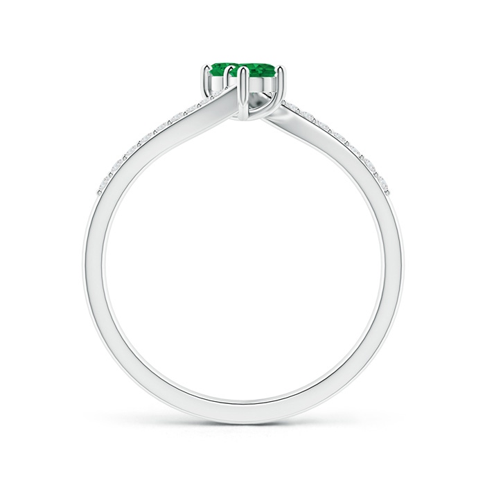 3mm AAA Two Stone Emerald Bypass Ring with Diamond Accents in P950 Platinum side-1