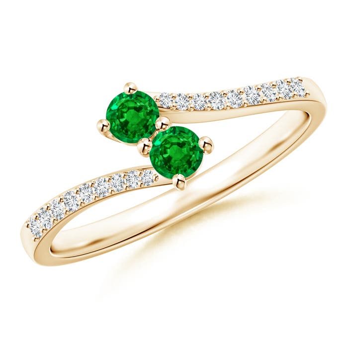 AAAA - Emerald / 0.32 CT / 14 KT Yellow Gold