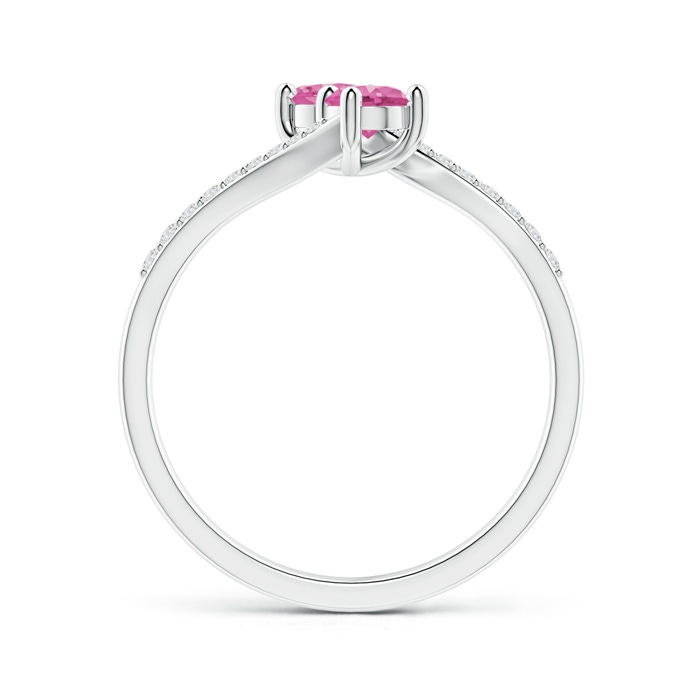 3.7mm AAA Two Stone Pink Sapphire Bypass Ring with Diamond Accents in White Gold Product Image