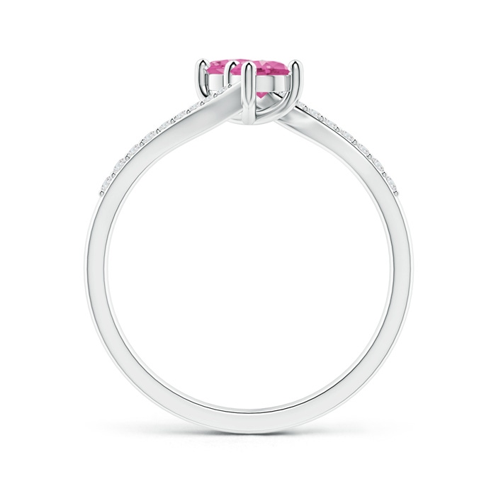 3.7mm AAA Two Stone Pink Sapphire Bypass Ring with Diamond Accents in White Gold product image