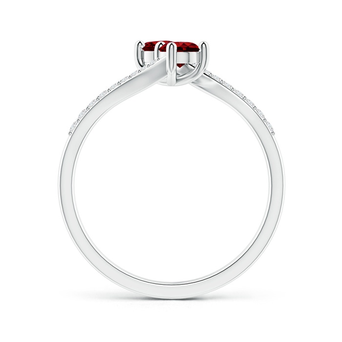 3.7mm AAAA Two Stone Ruby Bypass Ring with Diamond Accents in White Gold Side-1