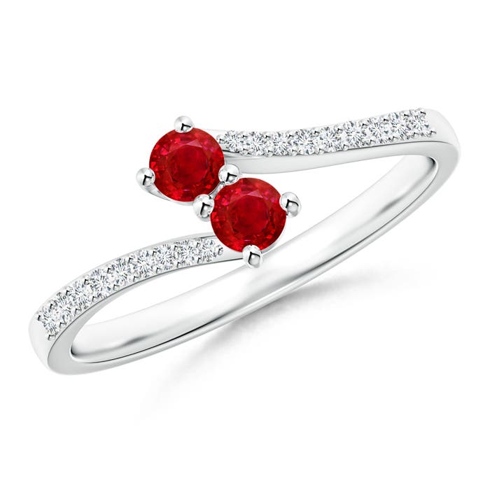 AAA - Ruby / 0.42 CT / 14 KT White Gold