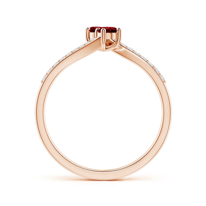 3mm AAAA Two Stone Ruby Bypass Ring with Diamond Accents in Rose Gold Side-1