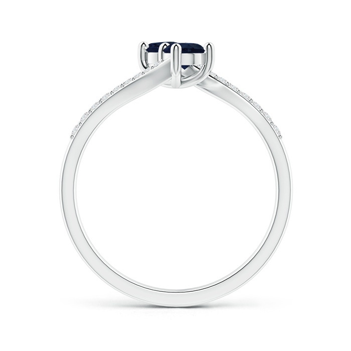 3.7mm A Two Stone Blue Sapphire Bypass Ring with Diamond Accents in White Gold side-1