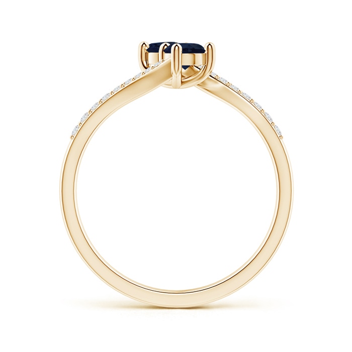 3.7mm A Two Stone Blue Sapphire Bypass Ring with Diamond Accents in Yellow Gold side-1