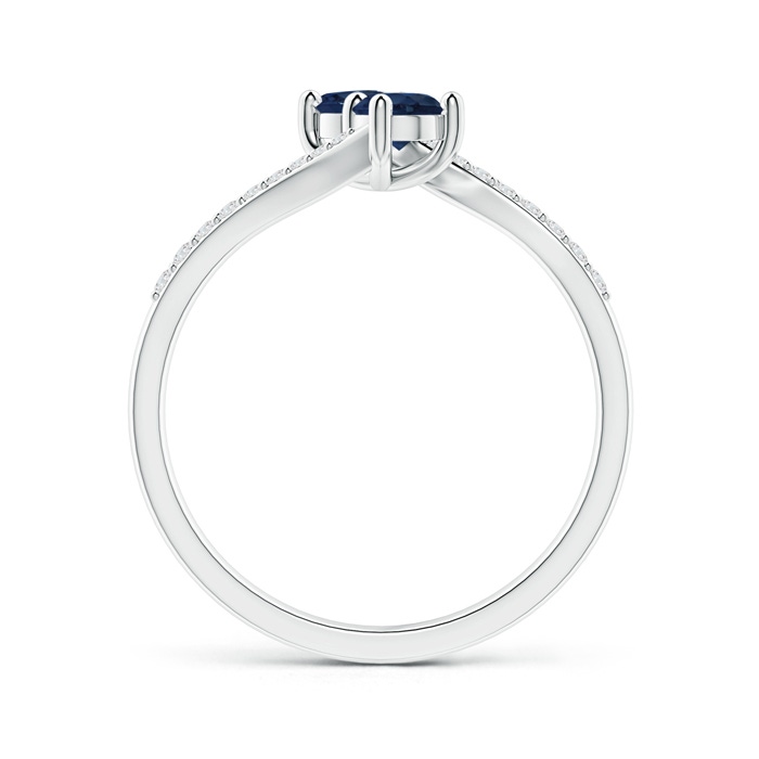 3.7mm AA Two Stone Blue Sapphire Bypass Ring with Diamond Accents in White Gold side-1