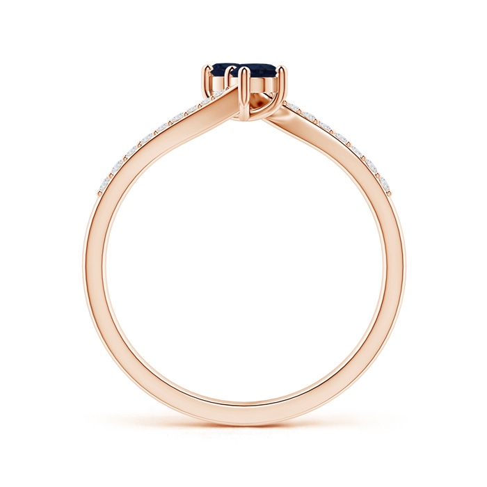 3mm A Two Stone Blue Sapphire Bypass Ring with Diamond Accents in Rose Gold side-1