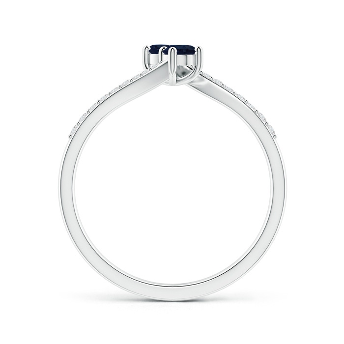 3mm A Two Stone Blue Sapphire Bypass Ring with Diamond Accents in White Gold side-1
