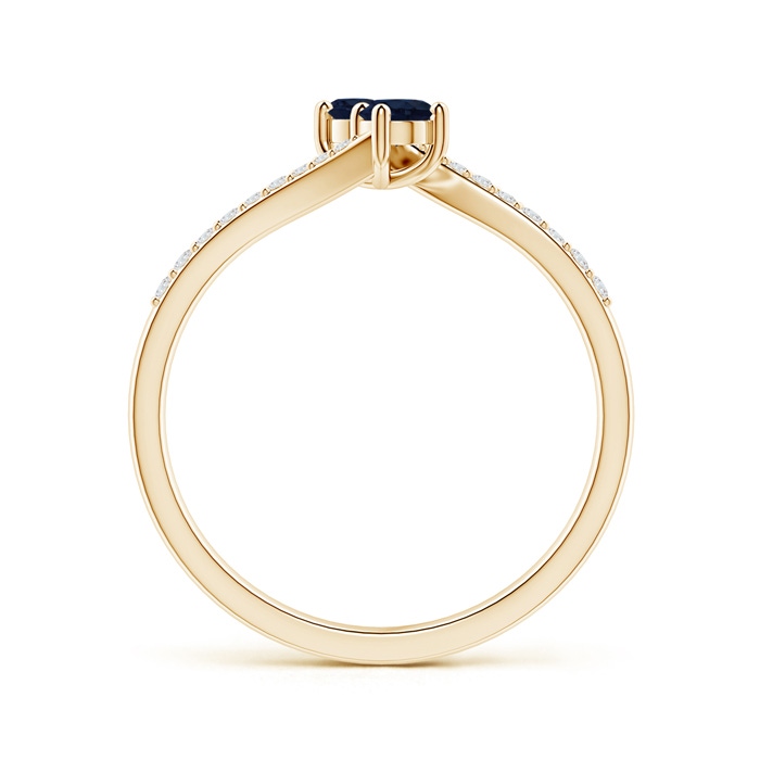 3mm A Two Stone Blue Sapphire Bypass Ring with Diamond Accents in Yellow Gold side-1
