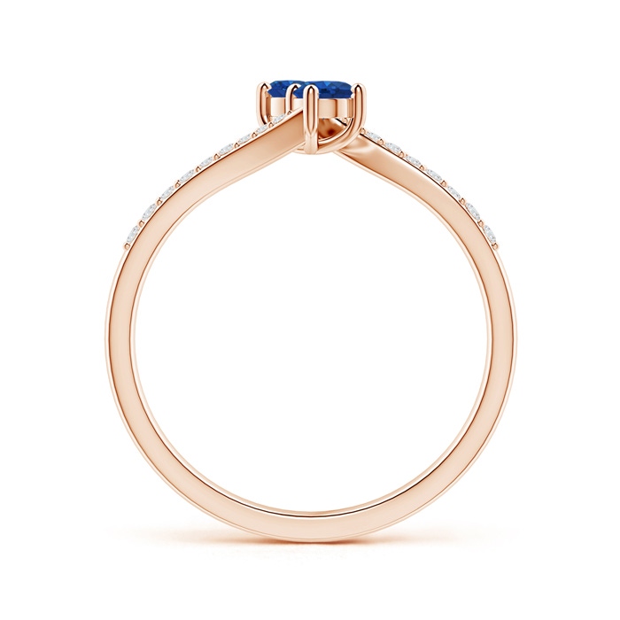 3mm AAA Two Stone Blue Sapphire Bypass Ring with Diamond Accents in Rose Gold side-1