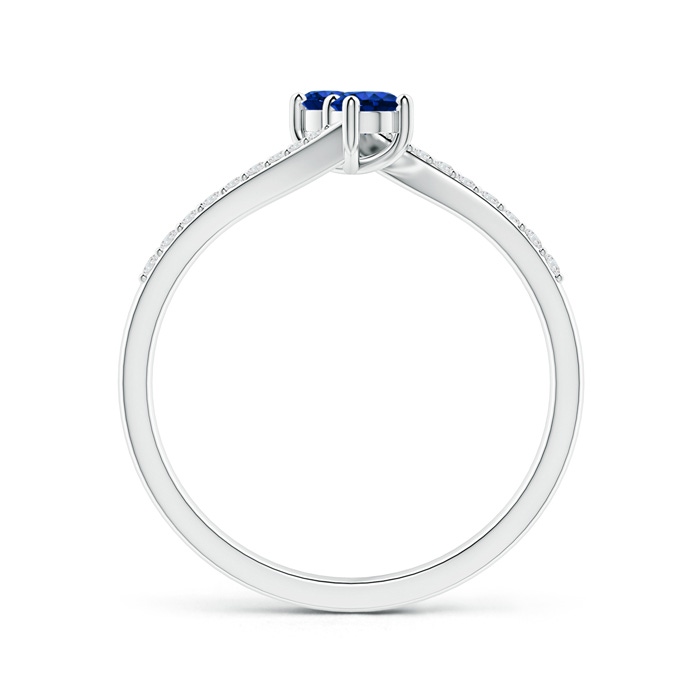 3mm AAAA Two Stone Blue Sapphire Bypass Ring with Diamond Accents in White Gold side-1