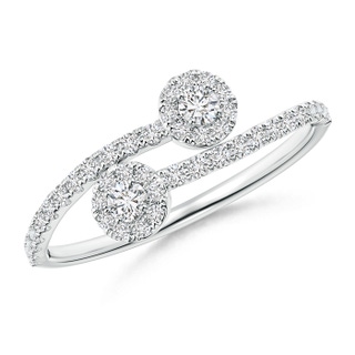 2.3mm HSI2 Two Stone Diamond Bypass Halo Ring in White Gold