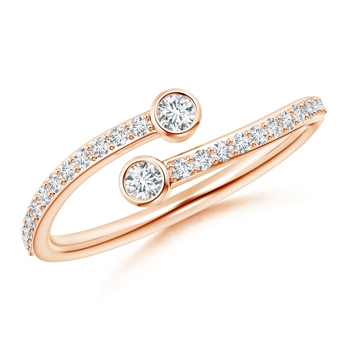 2.3mm GVS2 Bezel-Set Double Diamond Bypass Ring in Rose Gold 