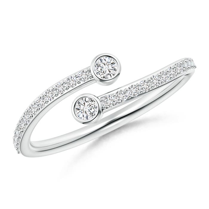2.3mm HSI2 Bezel-Set Double Diamond Bypass Ring in P950 Platinum