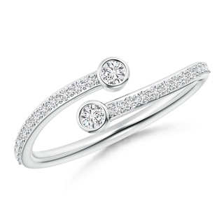 2.3mm HSI2 Bezel-Set Double Diamond Bypass Ring in White Gold