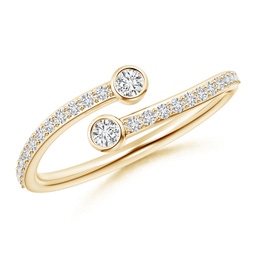 2.3mm HSI2 Bezel-Set Double Diamond Bypass Ring in Yellow Gold