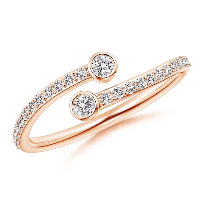 2.3mm IJI1I2 Bezel-Set Double Diamond Bypass Ring in Rose Gold 