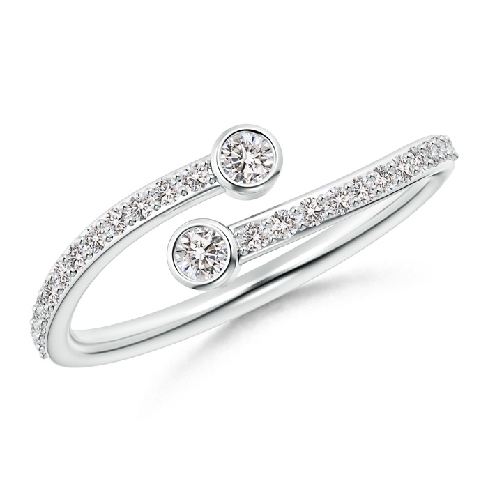 2.3mm IJI1I2 Bezel-Set Double Diamond Bypass Ring in White Gold 