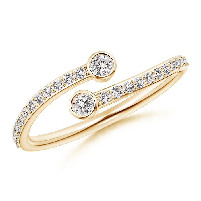 2.3mm IJI1I2 Bezel-Set Double Diamond Bypass Ring in Yellow Gold 