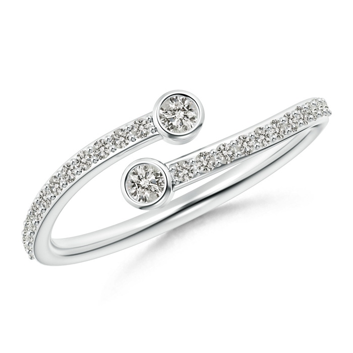 2.3mm KI3 Bezel-Set Double Diamond Bypass Ring in White Gold 