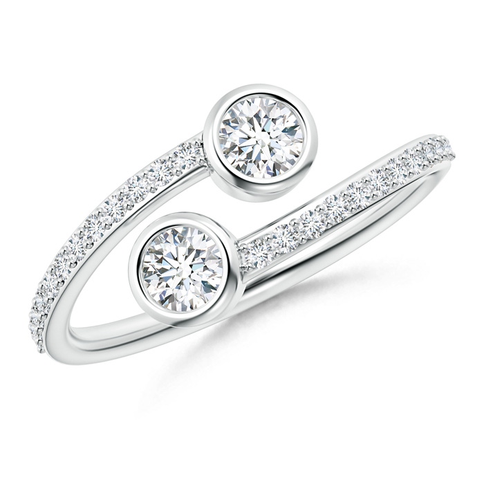 3.7mm GVS2 Bezel-Set Double Diamond Bypass Ring in White Gold 